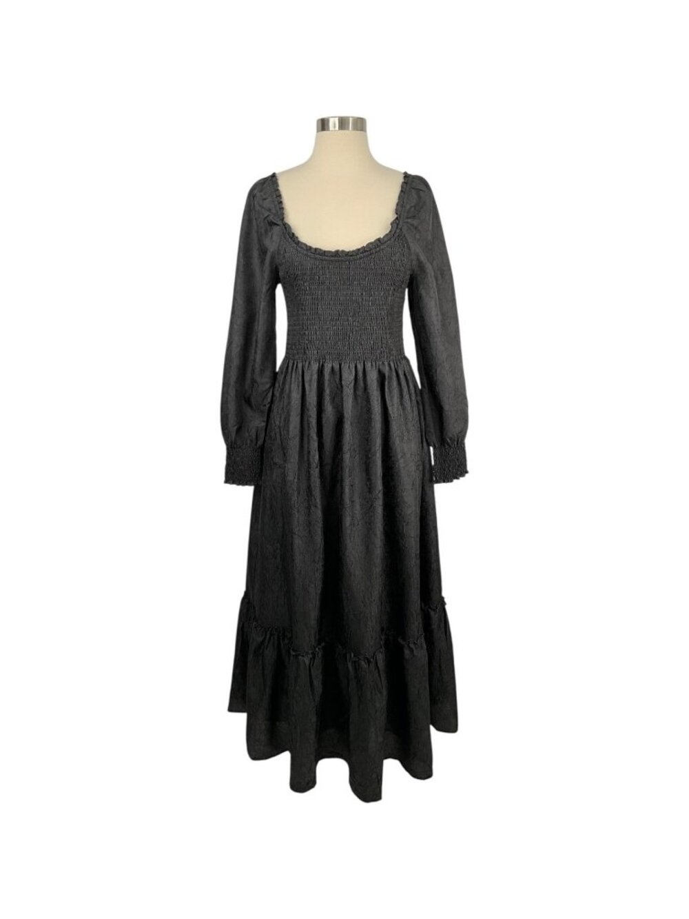 NWT Hill House The Emily Nap Dress Small Maxi Crushed Taffeta Long Sleeve Smock - Picture 1 of 16